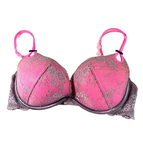 Victoria's Secret Other - Victoria's Secret Sexy Little Things Push-Up Bra, Pink & Gray Lace , 34D Femme